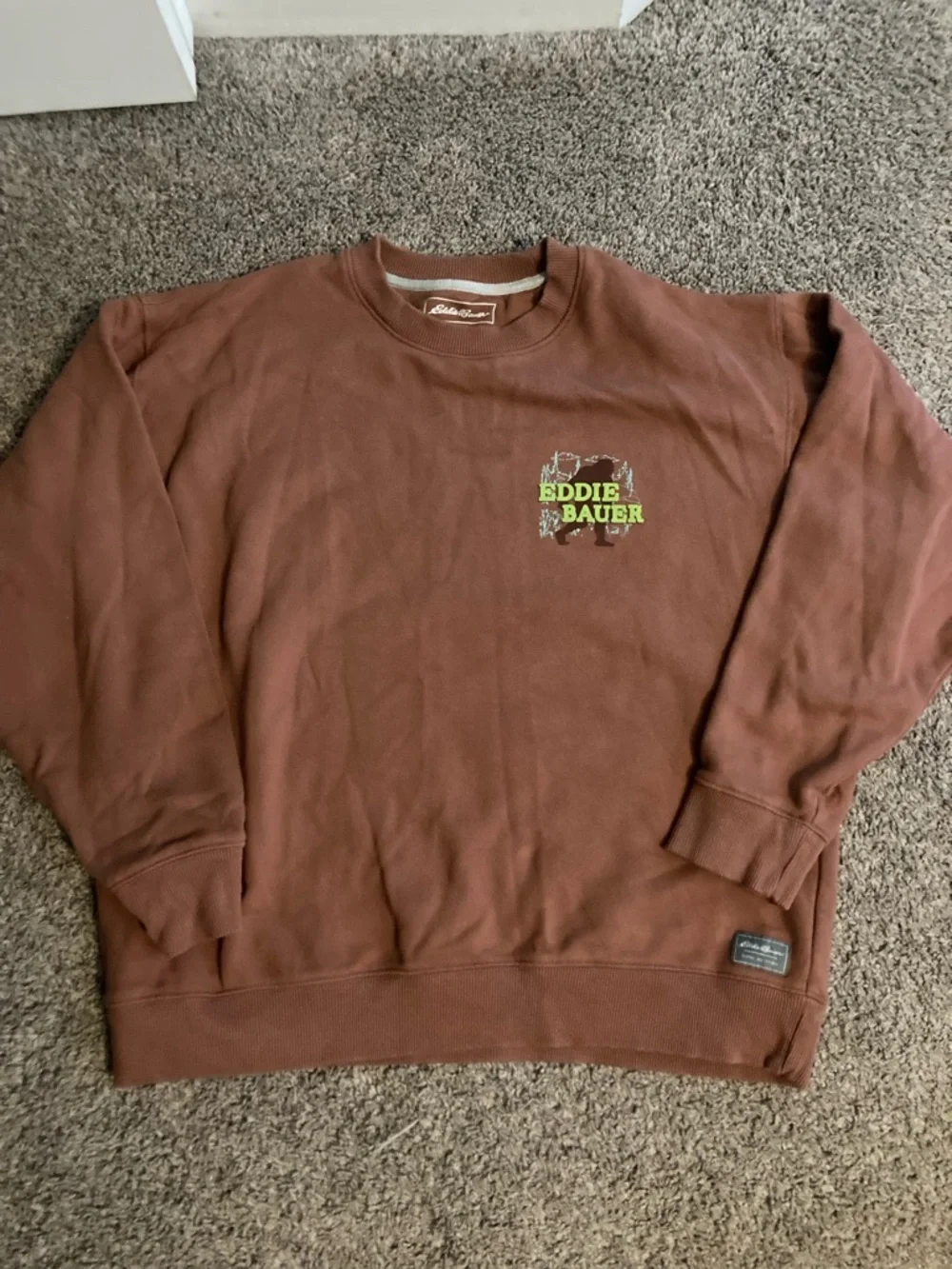Eddie Bauer Rust Brown Crewneck Sweatshirt with Logo - Picture 6 of 7